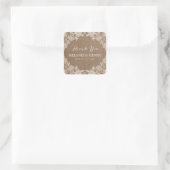Romantic Burlap Lace Rustic Wedding Thank You Square Sticker | Zazzle