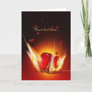 Romantic Burning Love Hearts Greeting Card
