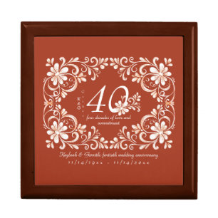 Romantic Burnt Orange 40 Anniversary Decennial Gift Box