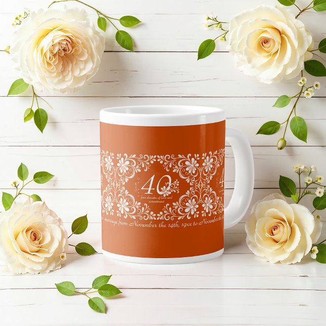 Romantic Burnt Orange 40 Wedding Anniversary Mug (Creator Uploaded)