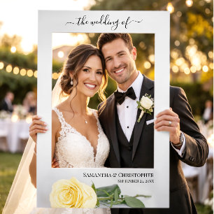 Romantic Butter Yellow Rose Elegant Wedding Selfie Frame