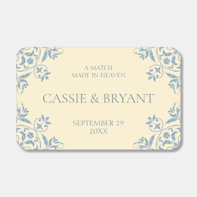 Romantic Butter Yellow Vintage Wedding Matches (Front)