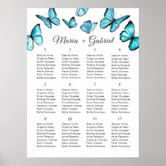 Romantic butterflies. Chic Wedding  Seating Chart