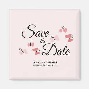 Romantic Butterflies Pink Save the Dates    Magnet