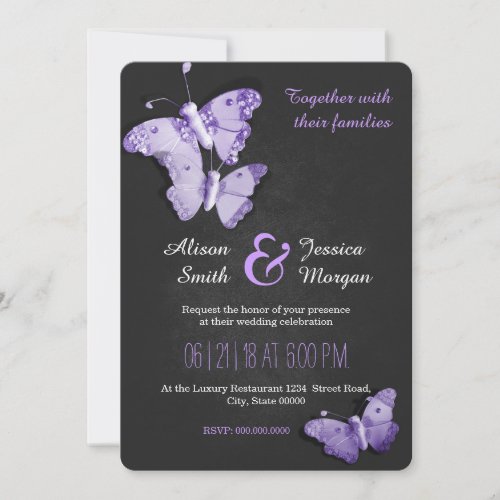 Romantic Butterflies wedding invitation