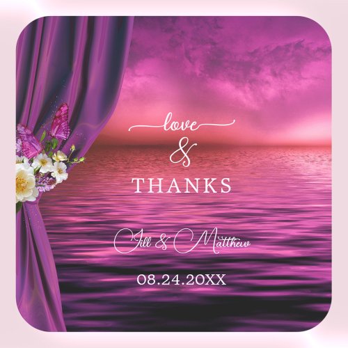 Romantic Butterflies Wedding Thank You Stickers