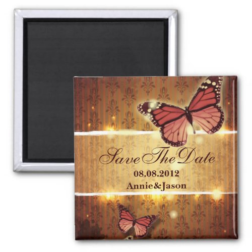 romantic butterfly fall wedding save the date magnet