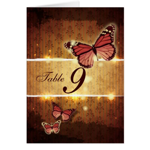 romantic butterfly fall wedding table number