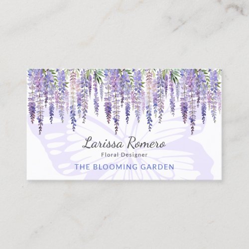 Romantic Butterfly  Wisteria Pastel Floral Business Card