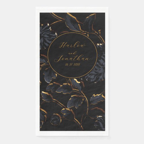 Romantic Calligraphy Black And Gold Wedding Paper  Paper Guest Towels
