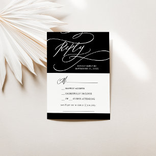 Romantic Calligraphy   Black Song Request RSVP Card
