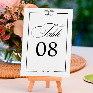 Romantic calligraphy black white chic table number