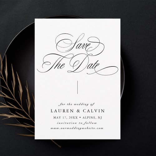 Romantic Calligraphy Black  White Save The Date