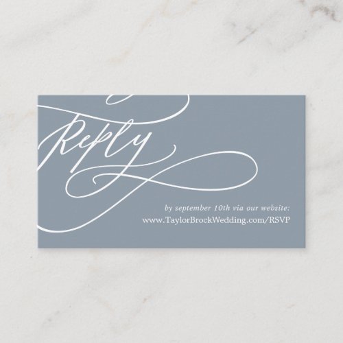 Romantic Calligraphy  Blue and White Website RSVP Enclosure Card