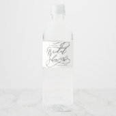 Romantic Calligraphy Bridal Shower Water Bottle Label (Front)