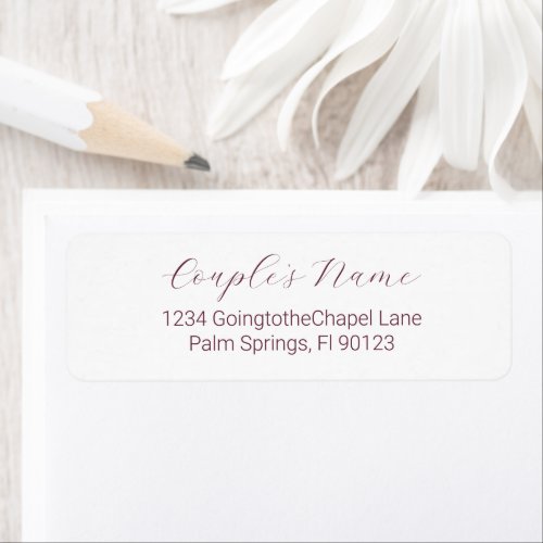 Romantic Calligraphy Burgundy Return Address Label