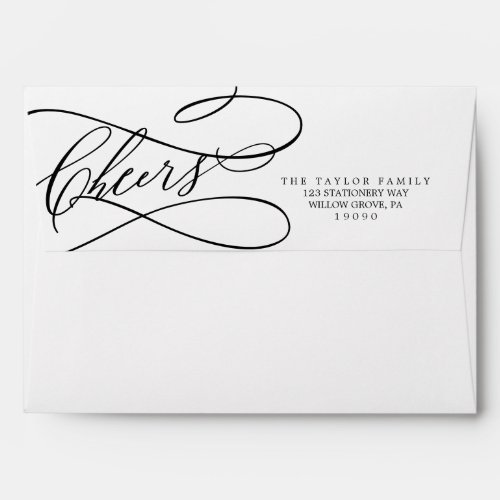 Romantic Calligraphy Cheers New Year Card Envelope
