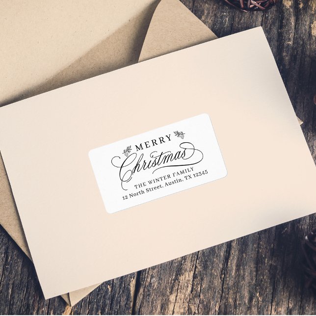 Romantic Calligraphy Christmas Return Address Label (Creator Uploaded)
