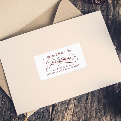 Romantic Calligraphy Christmas Return Address Label