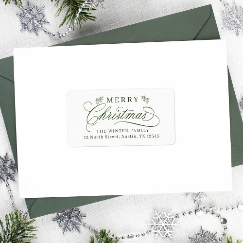 Romantic Calligraphy Christmas Return Address Label