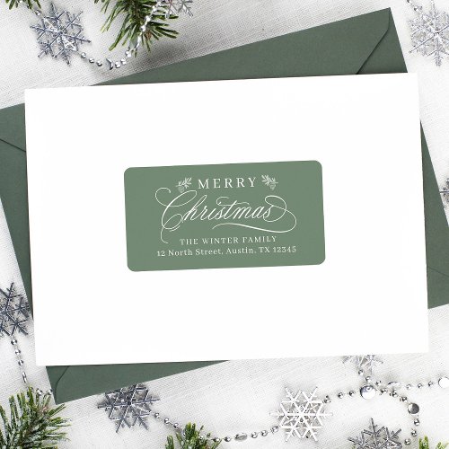 Romantic Calligraphy Christmas Return Address  Label