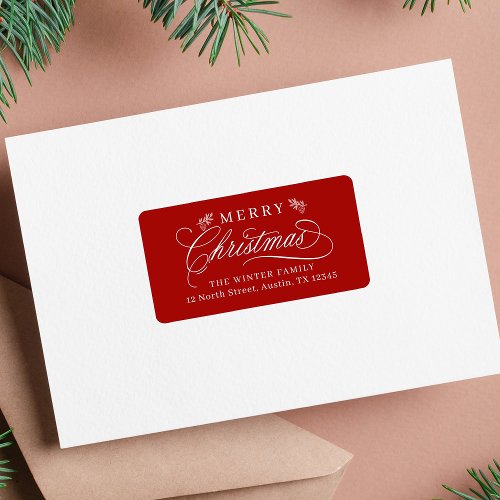 Romantic Calligraphy Christmas Return Address Red Label