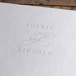 Romantic Calligraphy Couple Monogram Wedding Embosser
