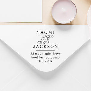 Romantic Calligraphy Couple Wedding Return Address Self-inking Stamp