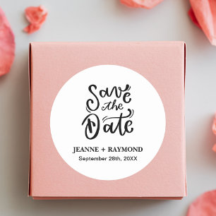 Romantic Calligraphy Custom Wedding Save the Date Classic Round Sticker