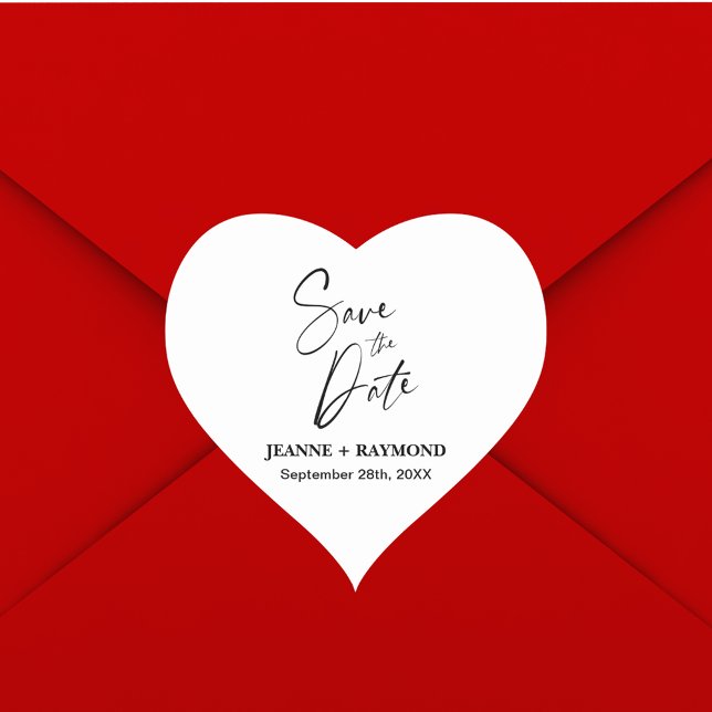 Romantic Calligraphy Custom Wedding Save the Date Heart Sticker (Creator Uploaded)