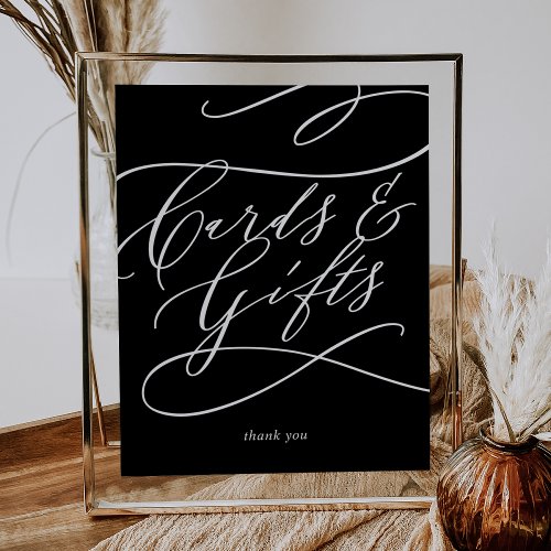 Romantic Calligraphy Dark Black Cards  Gifts Poster
