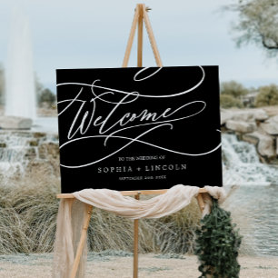 Romantic Calligraphy   Dark Black Welcome Wedding Foam Board