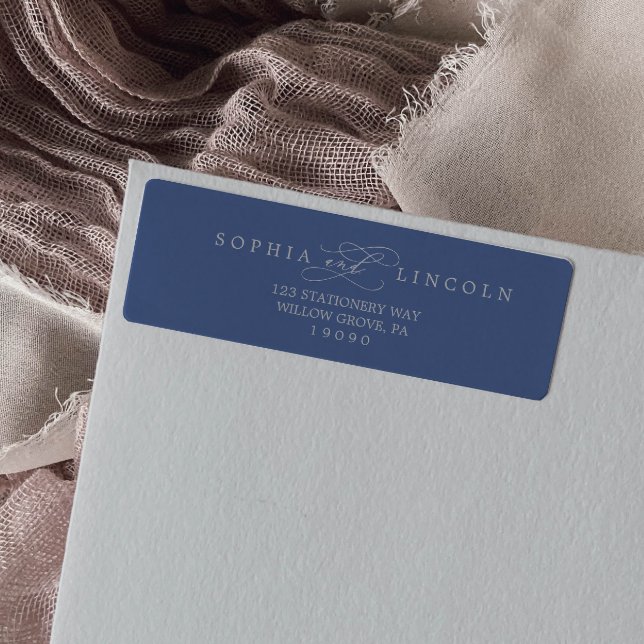 Romantic Calligraphy | Denim Blue Return Address Label (Creator Uploaded)