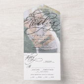 Romantic Calligraphy | Faded Photo The Wedding Of All In One Invitation (Inside)