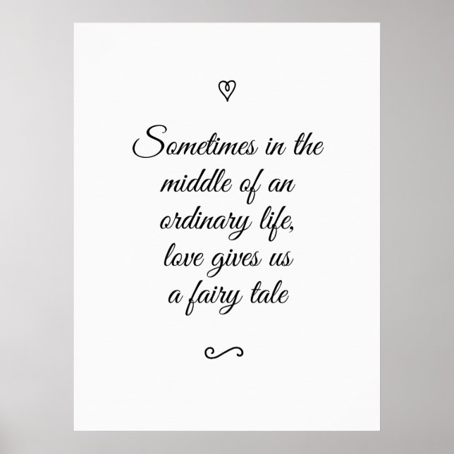 Romantic Calligraphy Fairy Tale Wedding Love Story Poster (Front)