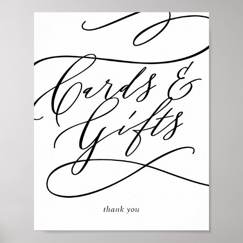 Romantic Calligraphy Flourish Cards and Gifts Sign