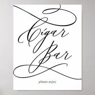 Romantic Calligraphy Flourish Cigar Bar Sign