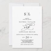 Romantic Calligraphy | Flourish Monogram Wedding Invitation (Front)