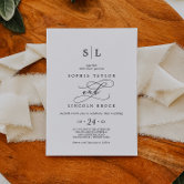 Romantic Calligraphy Monogram Photo Wedding All In One Invitation