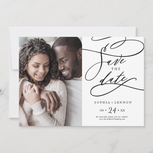 Romantic Calligraphy  Flourish Photo Save The Date