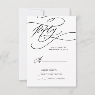 Romantic Calligraphy   Flourish Simple RSVP Card