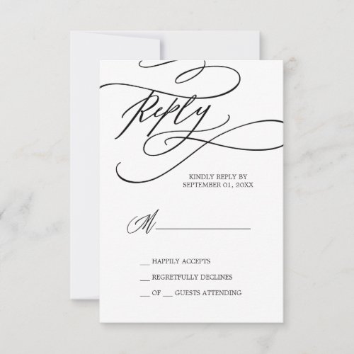 Romantic Calligraphy  Flourish Simple RSVP Card