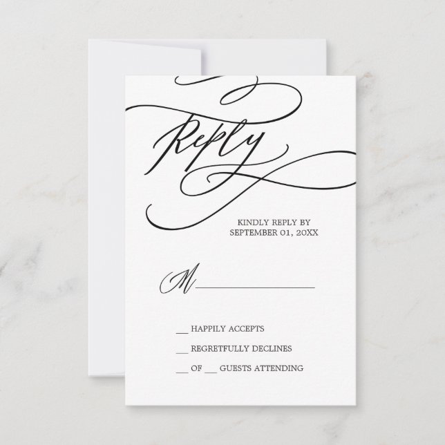 Romantic Calligraphy | Flourish Simple RSVP Card (Front)