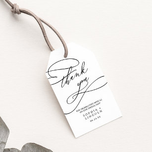 Romantic Calligraphy   Flourish Thank You Favor Gift Tags