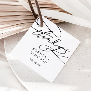 Romantic Calligraphy   Flourish Wedding Thank You Favor Tags