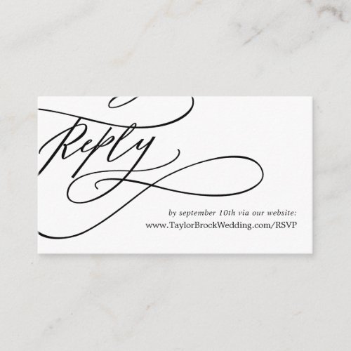 Romantic Calligraphy Flourish Wedding Website RSVP Enclosure Card
