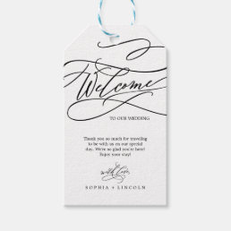 Romantic Calligraphy | Flourish Wedding Welcome Gift Tags