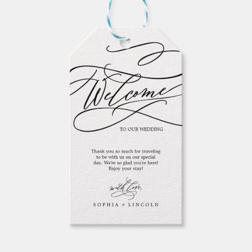 Romantic Calligraphy  Flourish Wedding Welcome Gift Tags