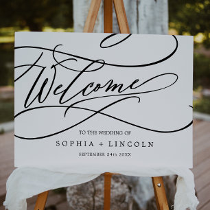 Romantic Calligraphy Flourish Welcome Wedding Foam Board