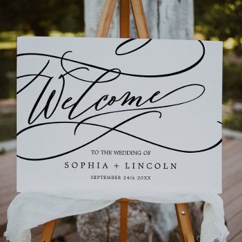 Romantic Calligraphy | Flourish Welcome Wedding Foam Board by FreshAndYummy at Zazzle